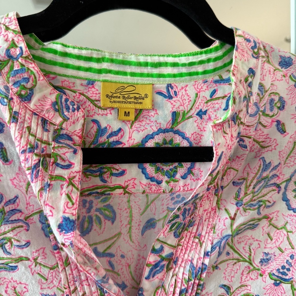Roberta Roller Rabbit Long Sleeve Blouse Size Medium Color Pink White - Picture 2 of 3